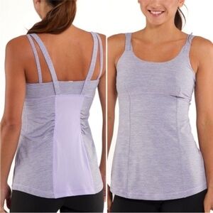 Lululemon Active Strength Tank Lilac Heathered Coal Wee Stripe Lilac SZ 6 NEW